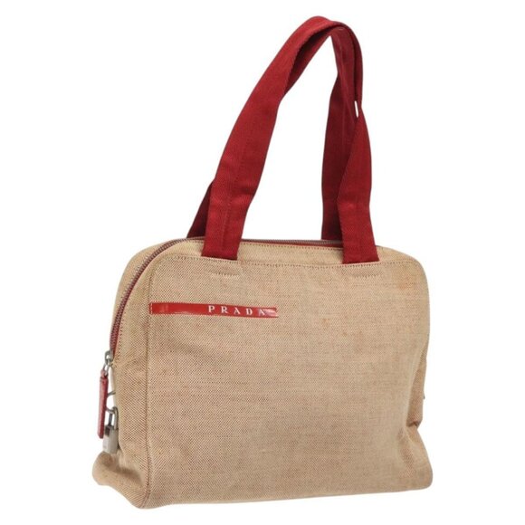 PRADA Hand Bag Canvas Red Silver Auth bs25015 - Picture 1 of 16